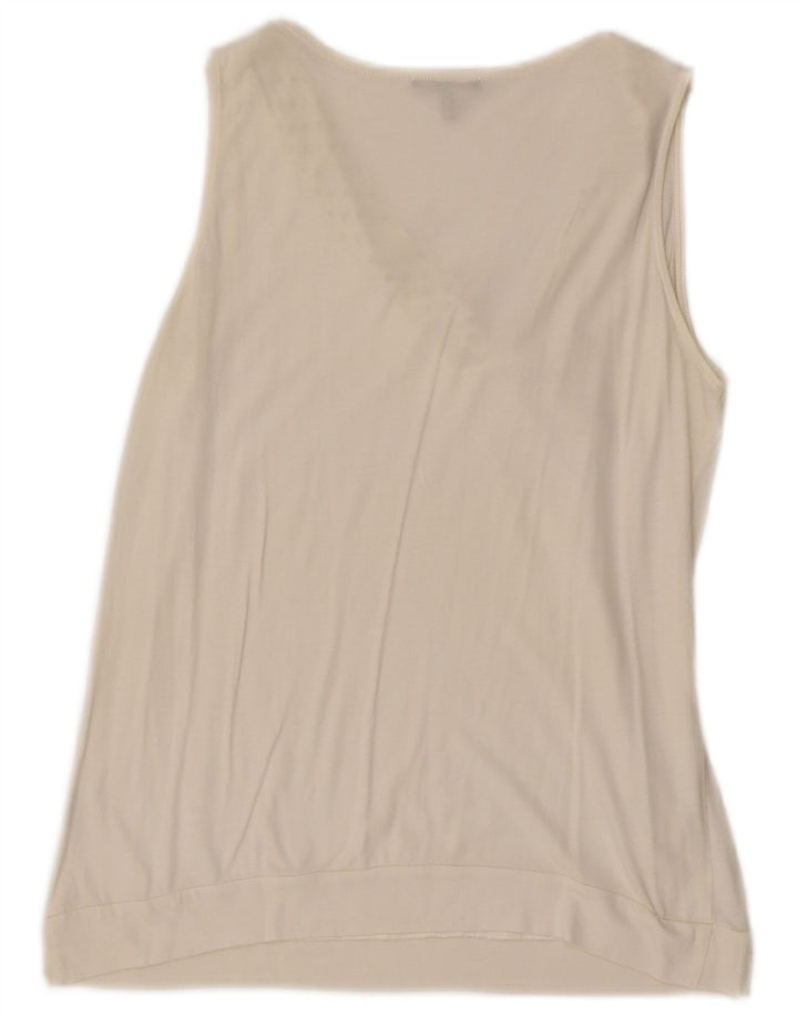 Massimo Dutti Camicetta senza maniche da donna Top UK 12 Medium White Pois