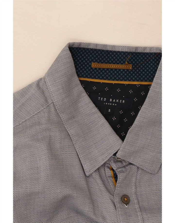 Camicia da uomo Ted Baker taglia 5 XL cotone maculato grigio