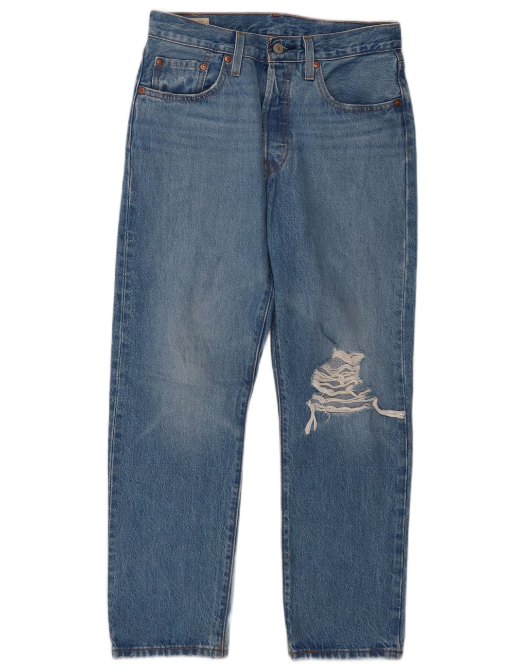 Jeans dritti invecchiati 501 da donna Levi's W27 L26 cotone blu