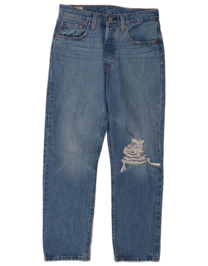 Jeans dritti invecchiati 501 da donna Levi's W27 L26 cotone blu