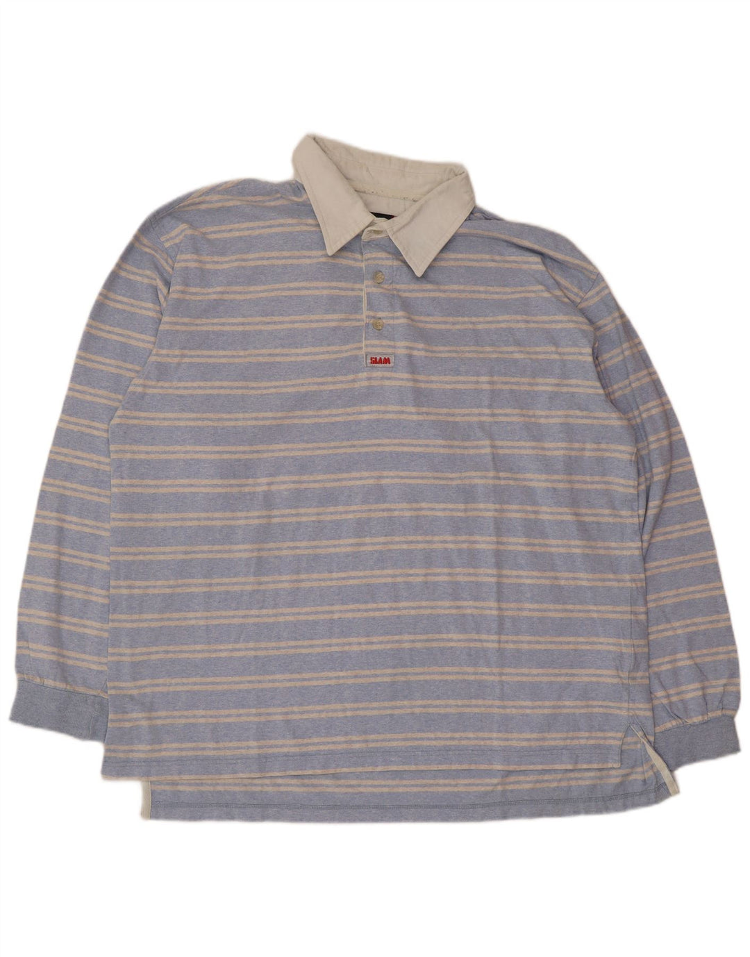 Polo da uomo a maniche lunghe Slam 2XL in cotone a righe blu