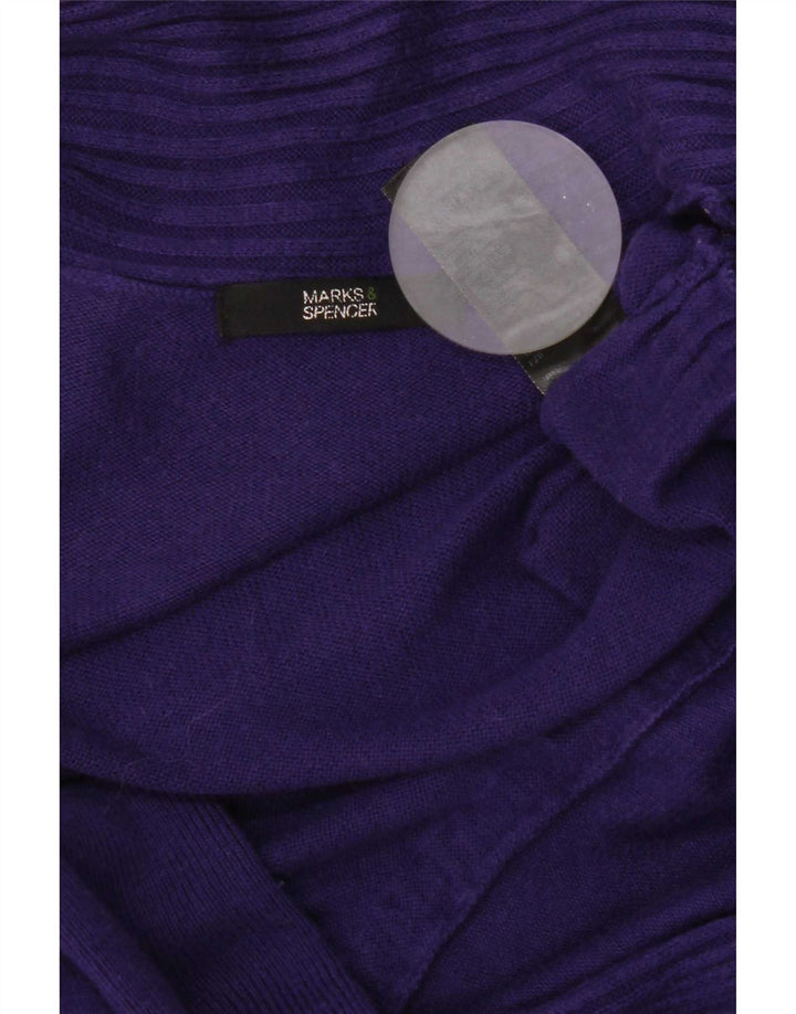 Maglione cardigan aperto lungo da donna Marks & Spencer UK 8 piccolo viola