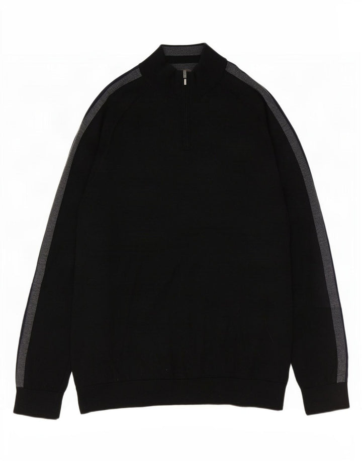 Maglione da uomo Marks & Spencer con zip e collo XL nero a blocchi di colore