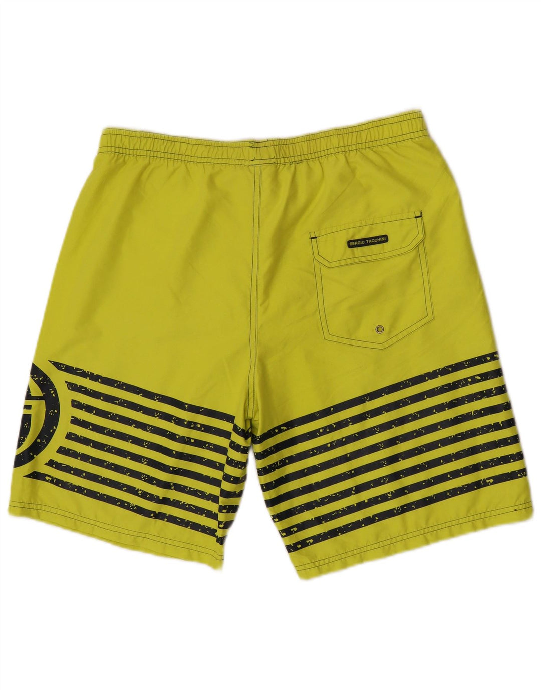 Pantaloncini da bagno con grafica da uomo Sergio Tacchini, poliestere a righe verdi grandi