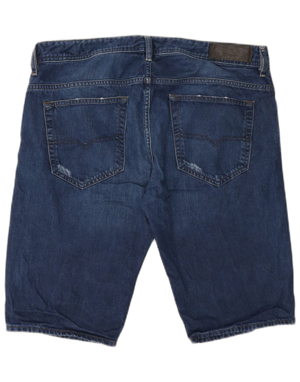 Pantaloncini di jeans invecchiati da donna Diesel W34 grandi cotone blu