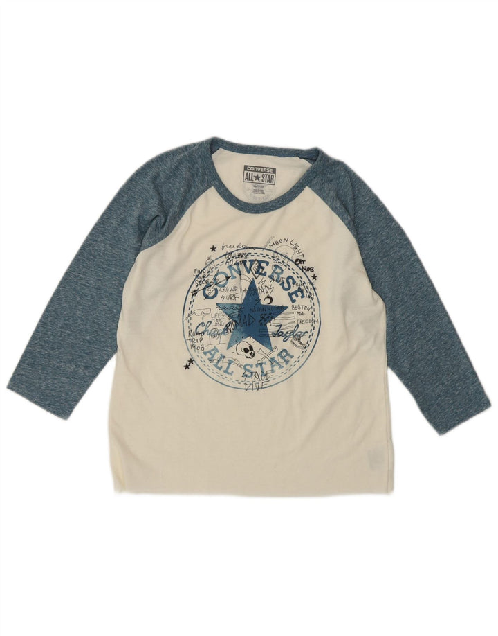 CONVERSE Top grafico da donna Chuck Taylor manica 3/4 UK 6 XS bianco