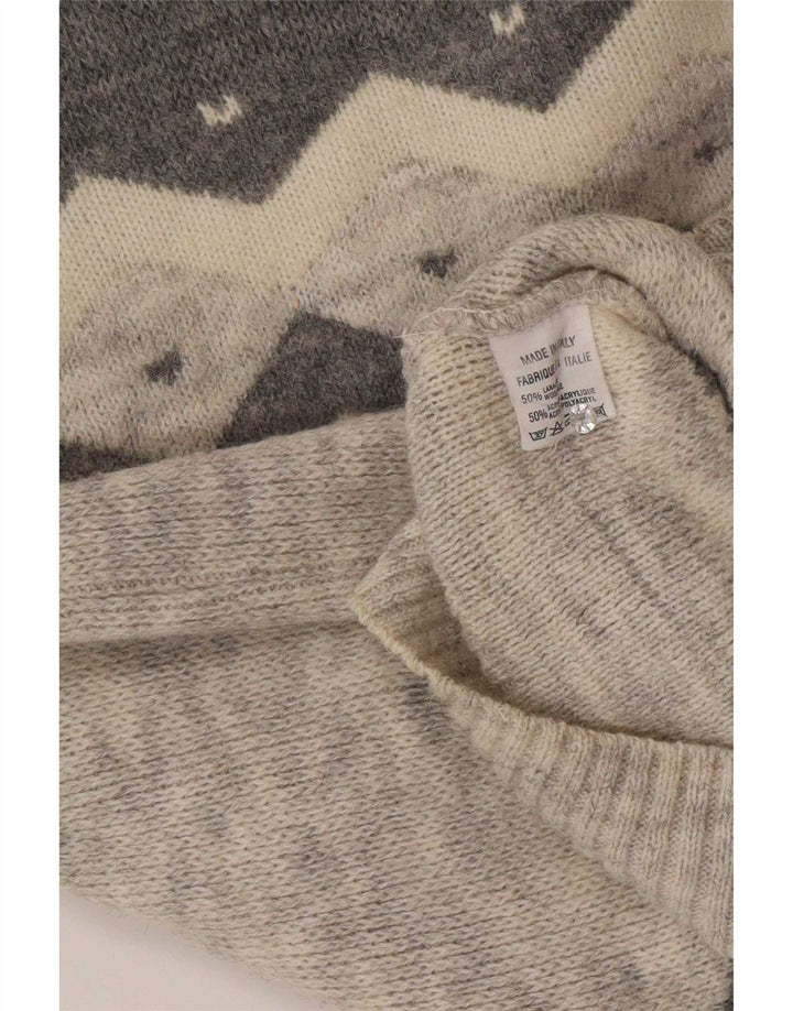 Maglione maglione girocollo da uomo vintage EU 50 grigio medio color block classico