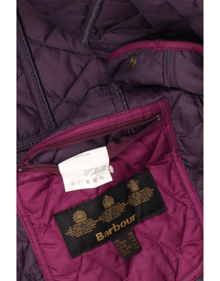 Giacca trapuntata da donna Barbour UK 16 Large Viola Colourblock in poliammide