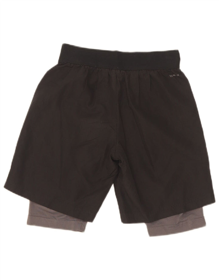 Pantaloncini sportivi Adidas Climalite da ragazzo 9-10 anni piccoli in poliestere nero