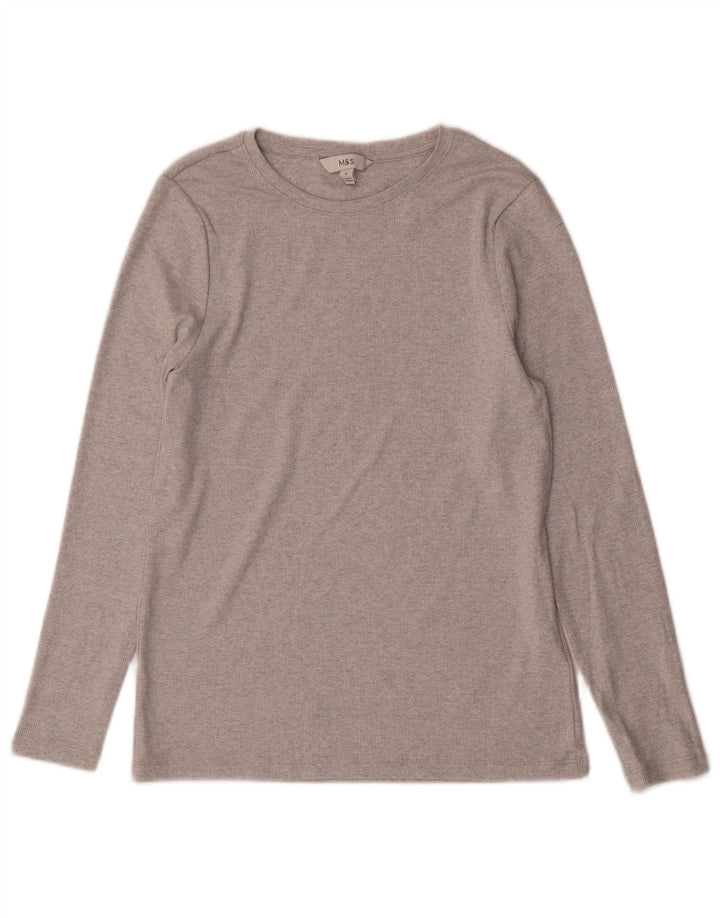Marks & Spencer Top da donna a maniche lunghe UK 14 Cotone grigio medio