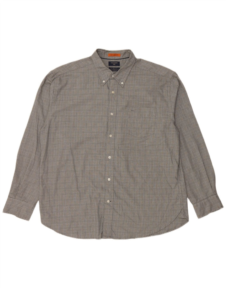DOCKERS Camicia da uomo Stain Defender XL in cotone a quadri grigio