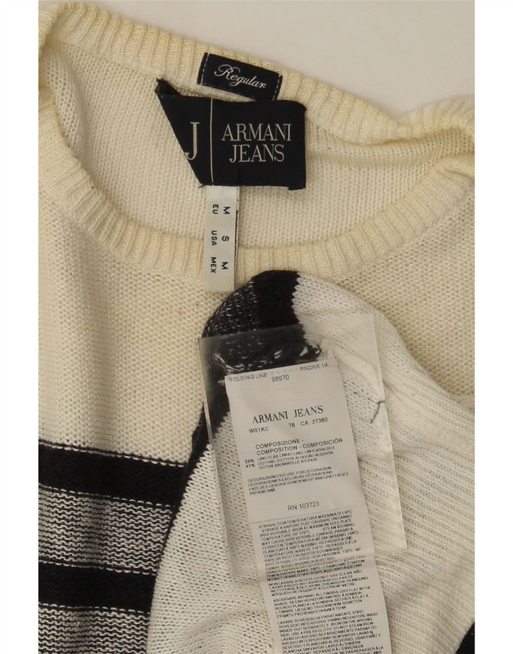 Armani Jeans Maglione da uomo girocollo vestibilità regolare a righe bianche medie