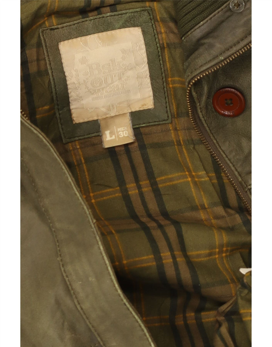 Giacca in pelle militare da donna Bershka UK 14 grande color cachi