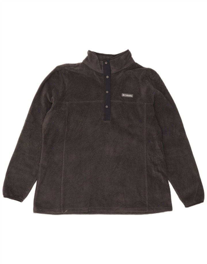 Maglione in pile Columbia da donna con collo a bottoni UK 18 XL poliestere grigio