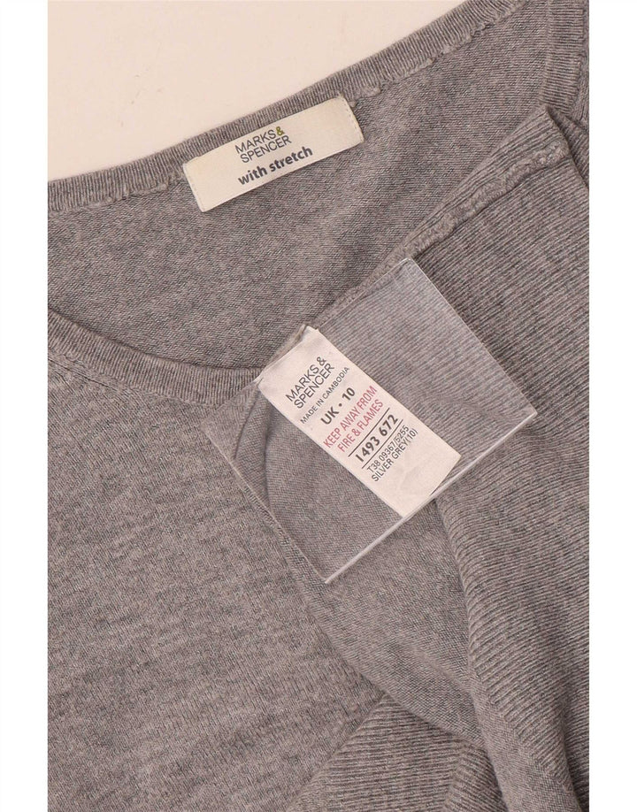 Maglione cardigan elasticizzato da donna Marks & Spencer UK 10 piccolo grigio chiazzato