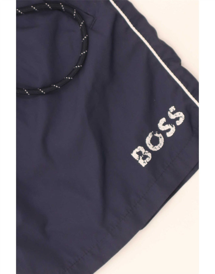 Pantaloncini sportivi grafici da uomo Hugo Boss grandi in poliestere blu navy