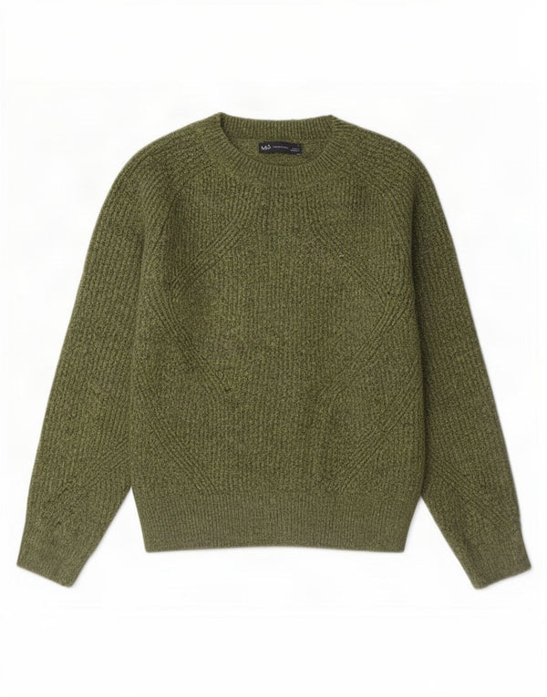Maglione maglione con scollo a barca da donna Marks & Spencer UK 10 piccolo acrilico kaki
