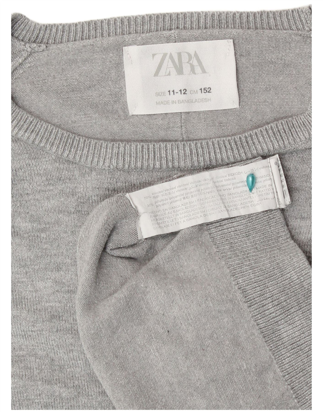 Maglione Zara per ragazze con scollo a barca 11-12 anni in viscosa grigia