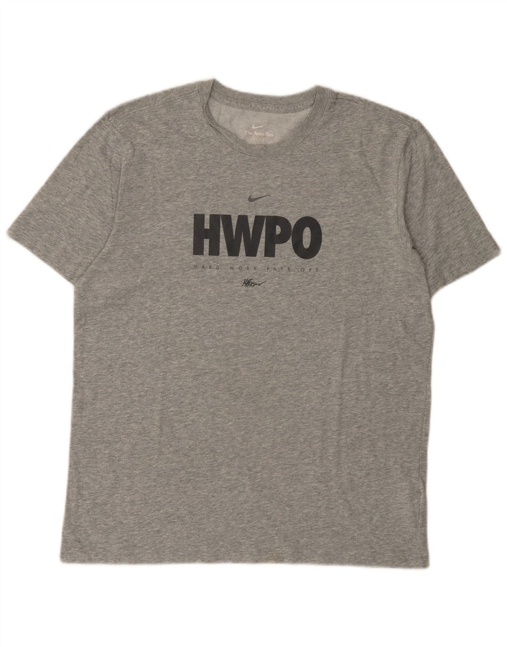 T-shirt grafica Nike Dri Fit da uomo in cotone mélange grigio medio