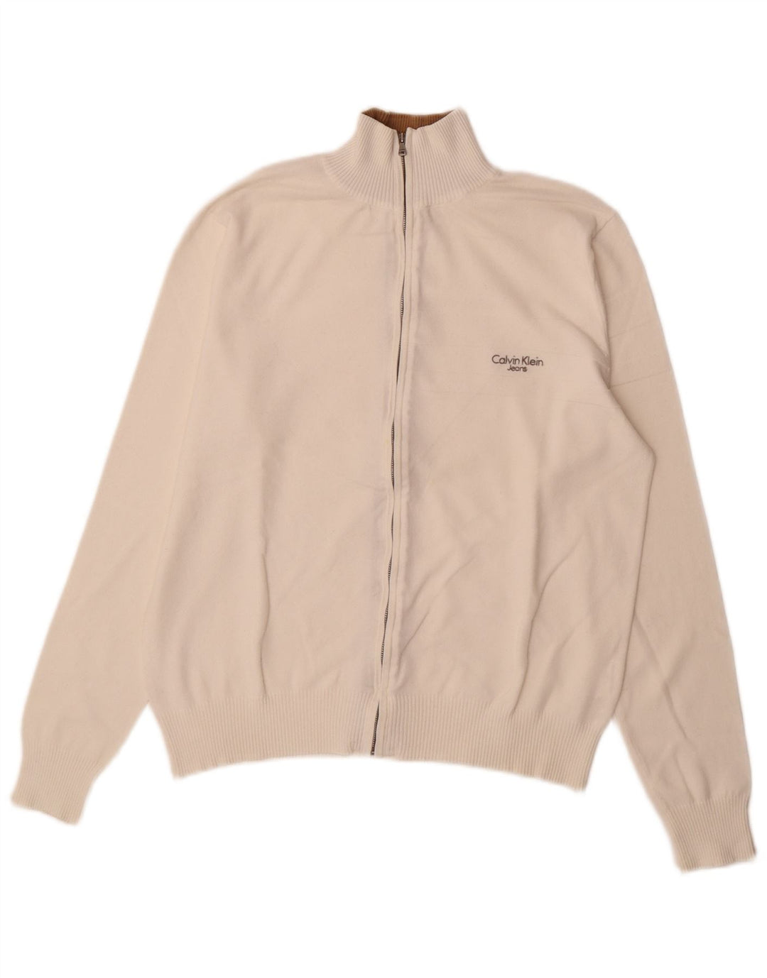 Calvin Klein Jeans Uomo Cardigan Maglione Grande Cotone Bianco