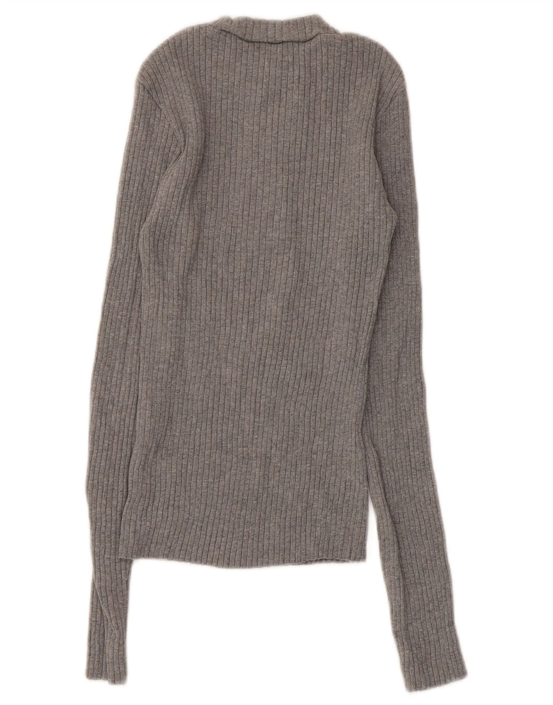 Maglione Zara da donna con collo a bottoni, UK 8 piccolo, cotone grigio