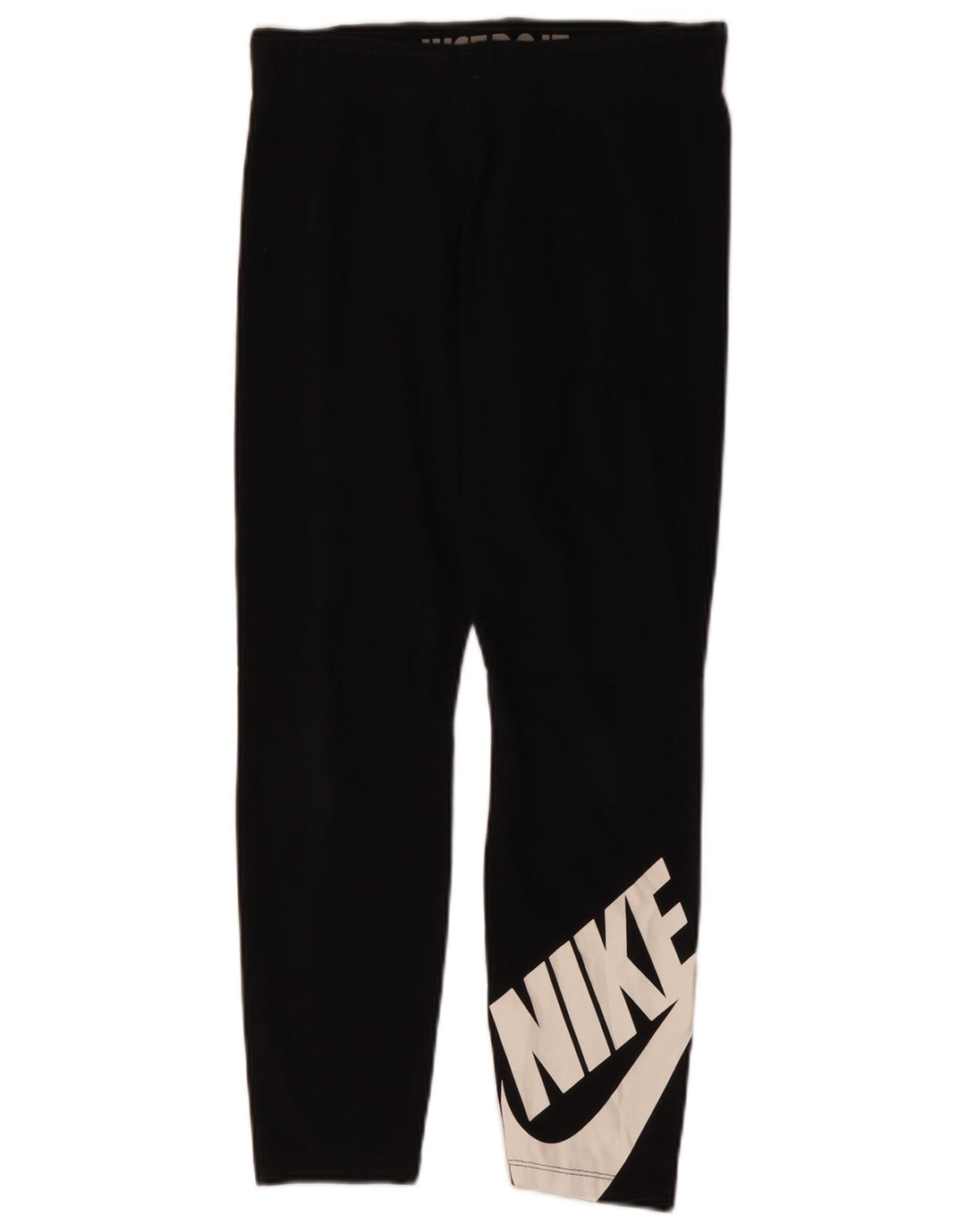 NIKE Womens Graphic Leggings UK 14 Medium Black Cotton