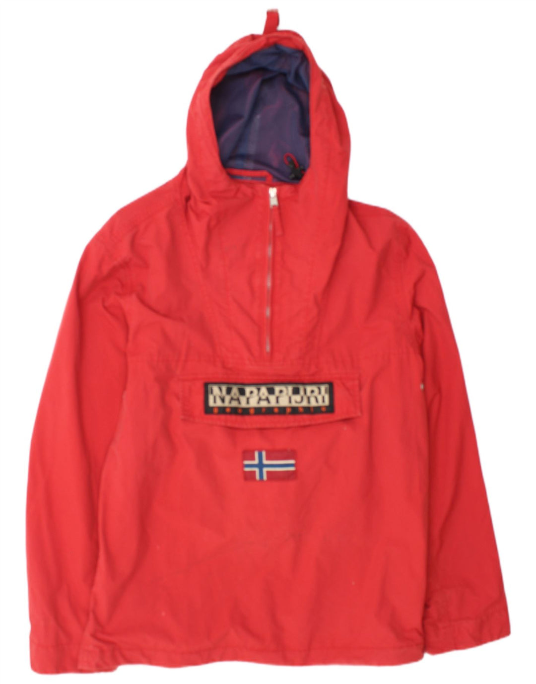 Giacca anorak grafica da uomo con cappuccio Napapijri UK 38 rosso medio in poliammide
