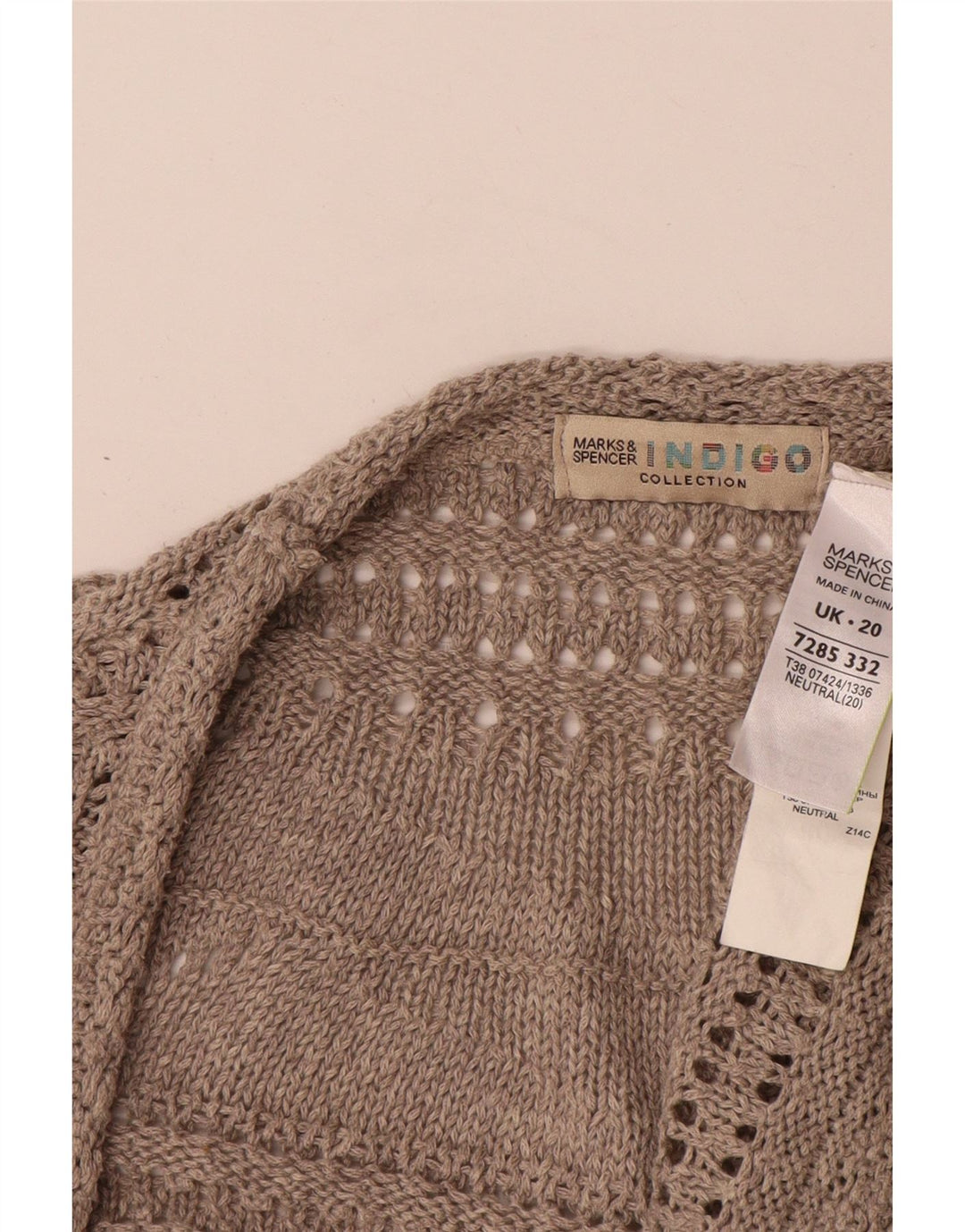 Maglione cardigan aperto da donna Marks & Spencer UK 20 2XL Poliestere beige
