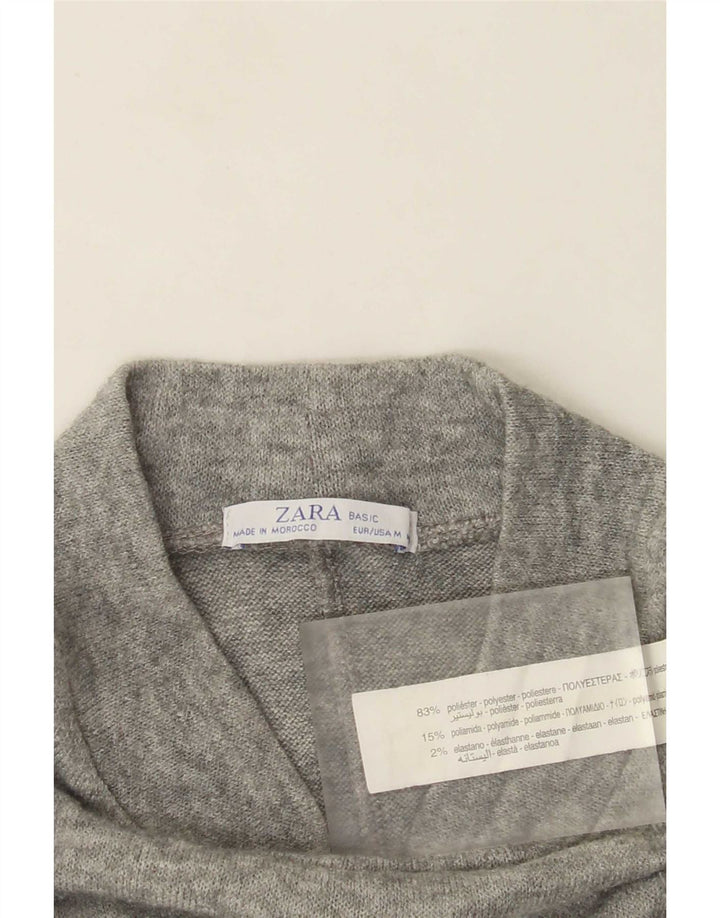 Abito maglione a maniche lunghe da donna Zara UK 14 Poliestere grigio medio