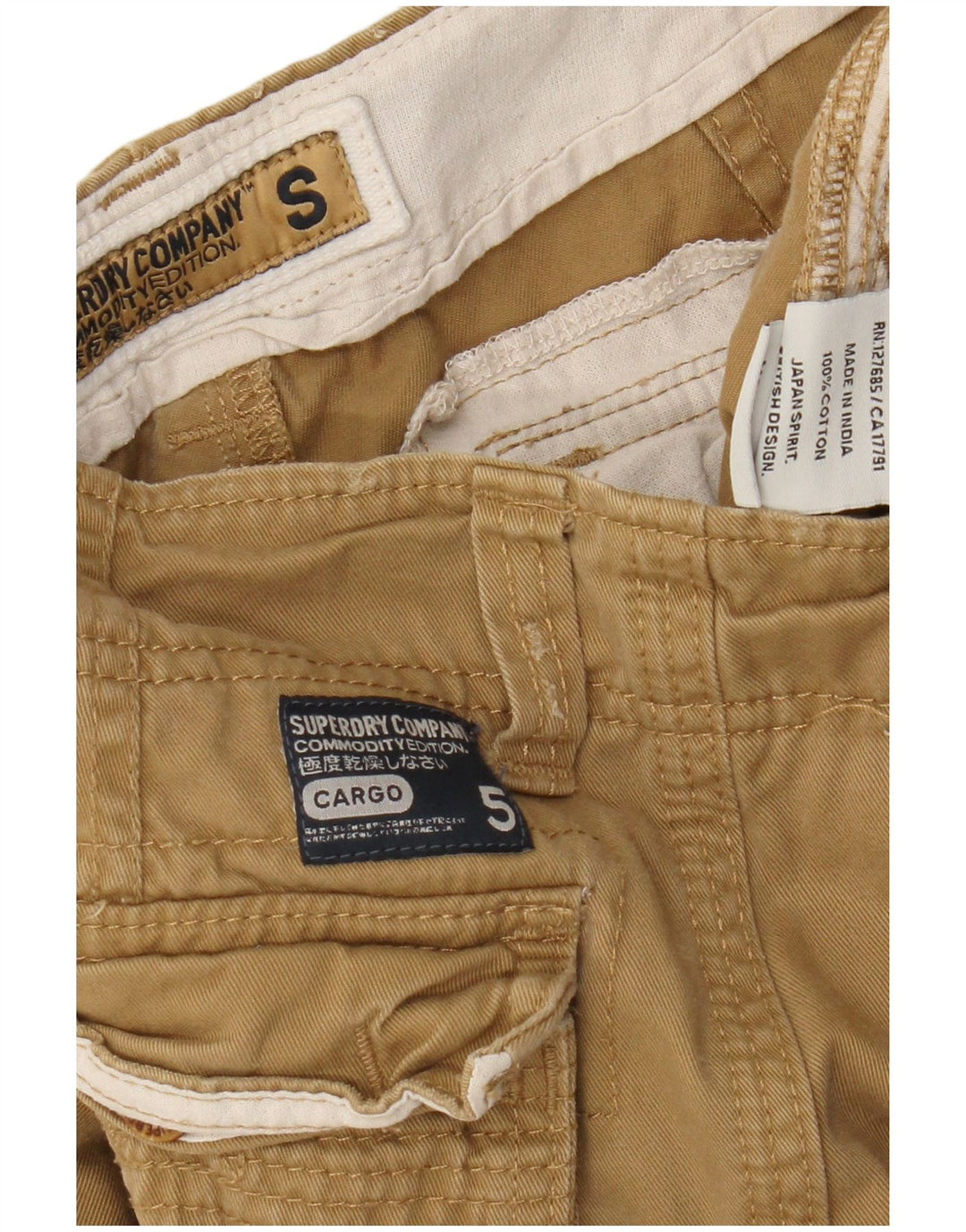 Pantaloncini cargo da uomo Superdry piccoli W29 in cotone beige