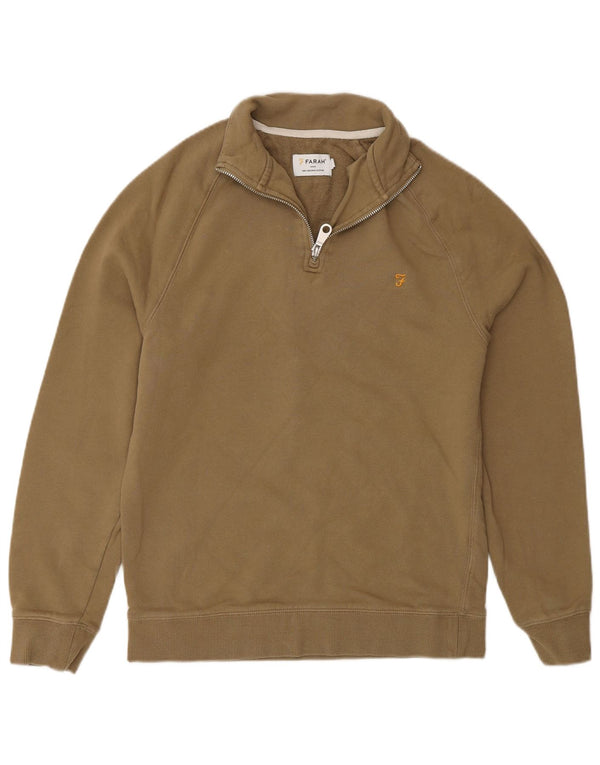 Felpa da uomo con zip 1/4 Farah, maglione piccolo in cotone verde