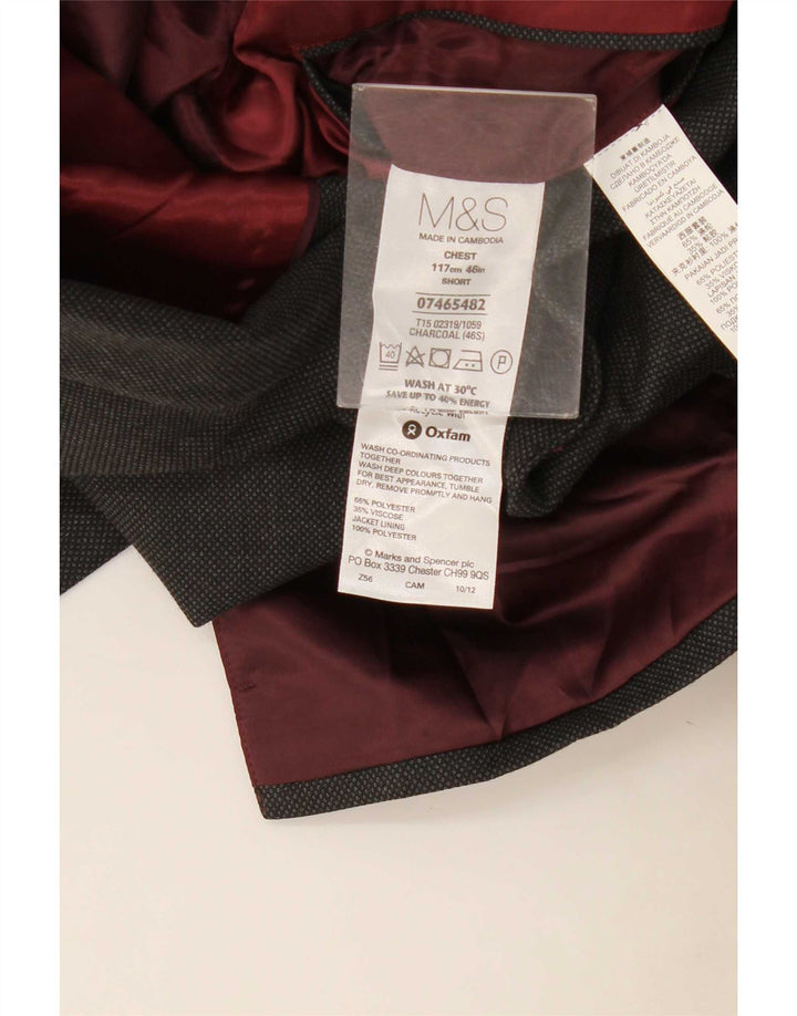Marks & Spencer Giacca blazer a 2 bottoni da uomo UK 46 XL Poliestere grigio