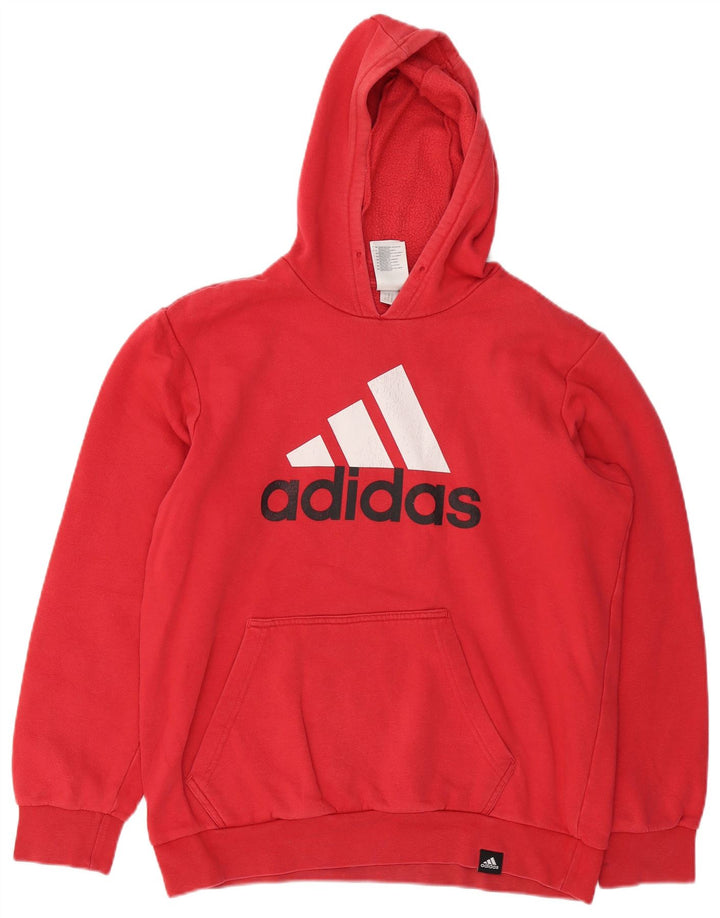 Maglione con cappuccio grafico da uomo ADIDAS rosso medio in cotone