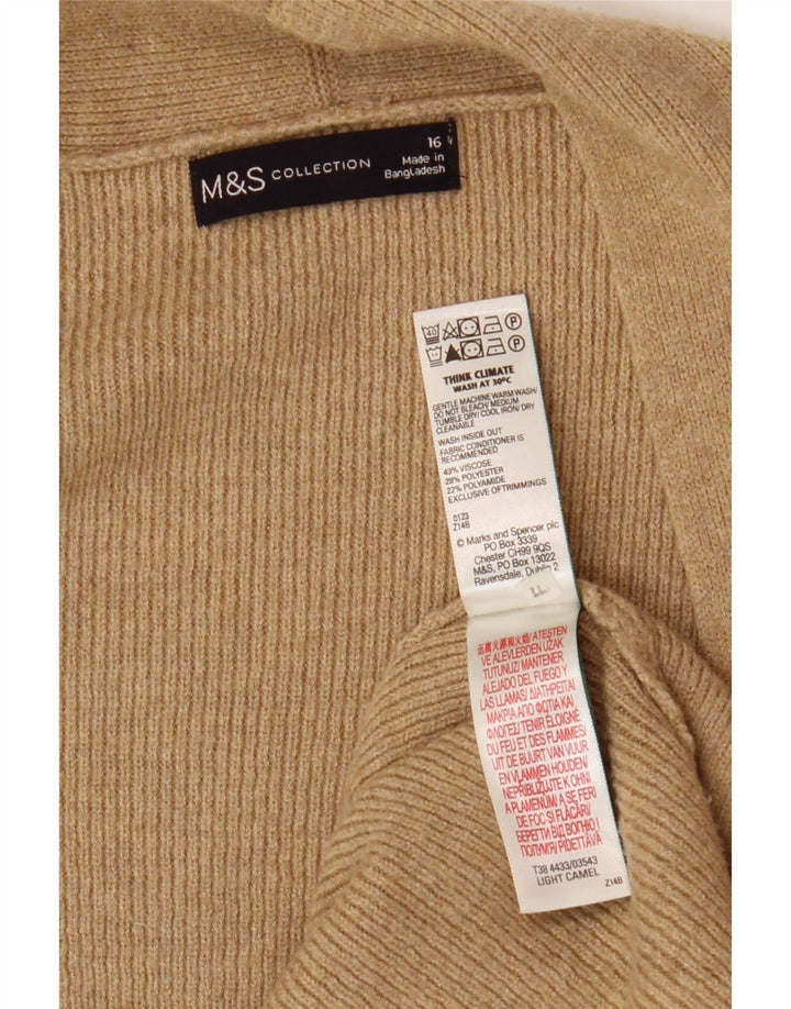 Maglione cardigan aperto lungo da donna Marks & Spencer UK 16 grande Beige