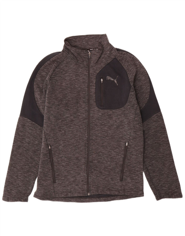 Giacca da tuta da uomo PUMA in cotone color block grigio medio