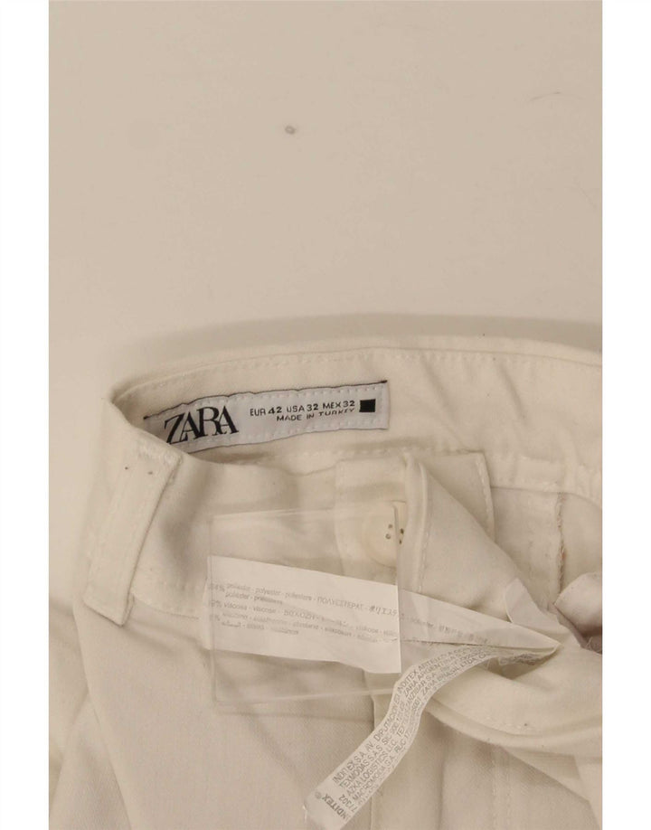 Pantaloni chino dritti da uomo Zara EU 42 Large W32 L28 poliestere bianco