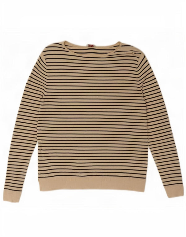 Maglione Zara da donna con scollo a barca UK 10 Small Beige Striped Nautical