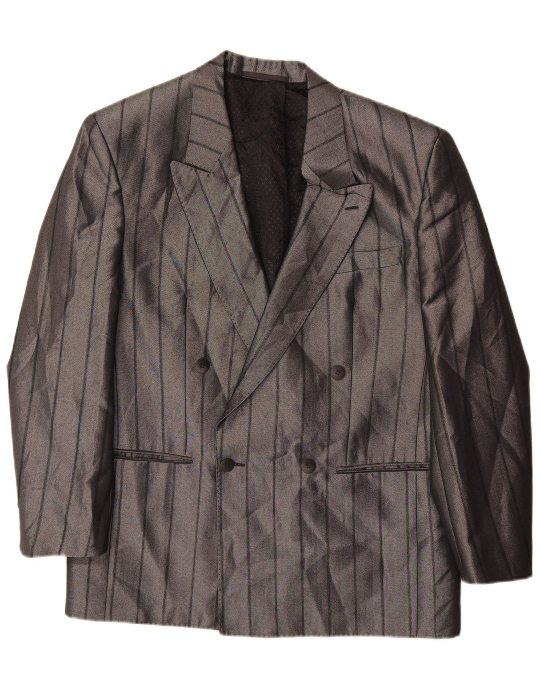Giacca blazer da uomo vintage UK 38 Poliestere a righe grigio medio