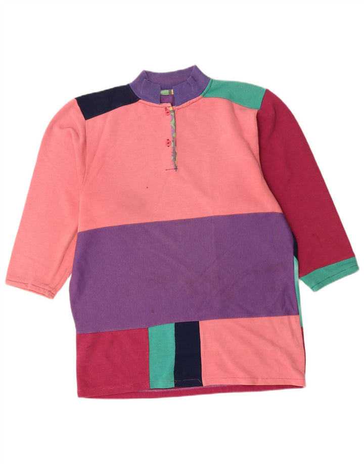 Felpa da donna VINTAGE Maglione UK 18 XL multicolore Colourblock