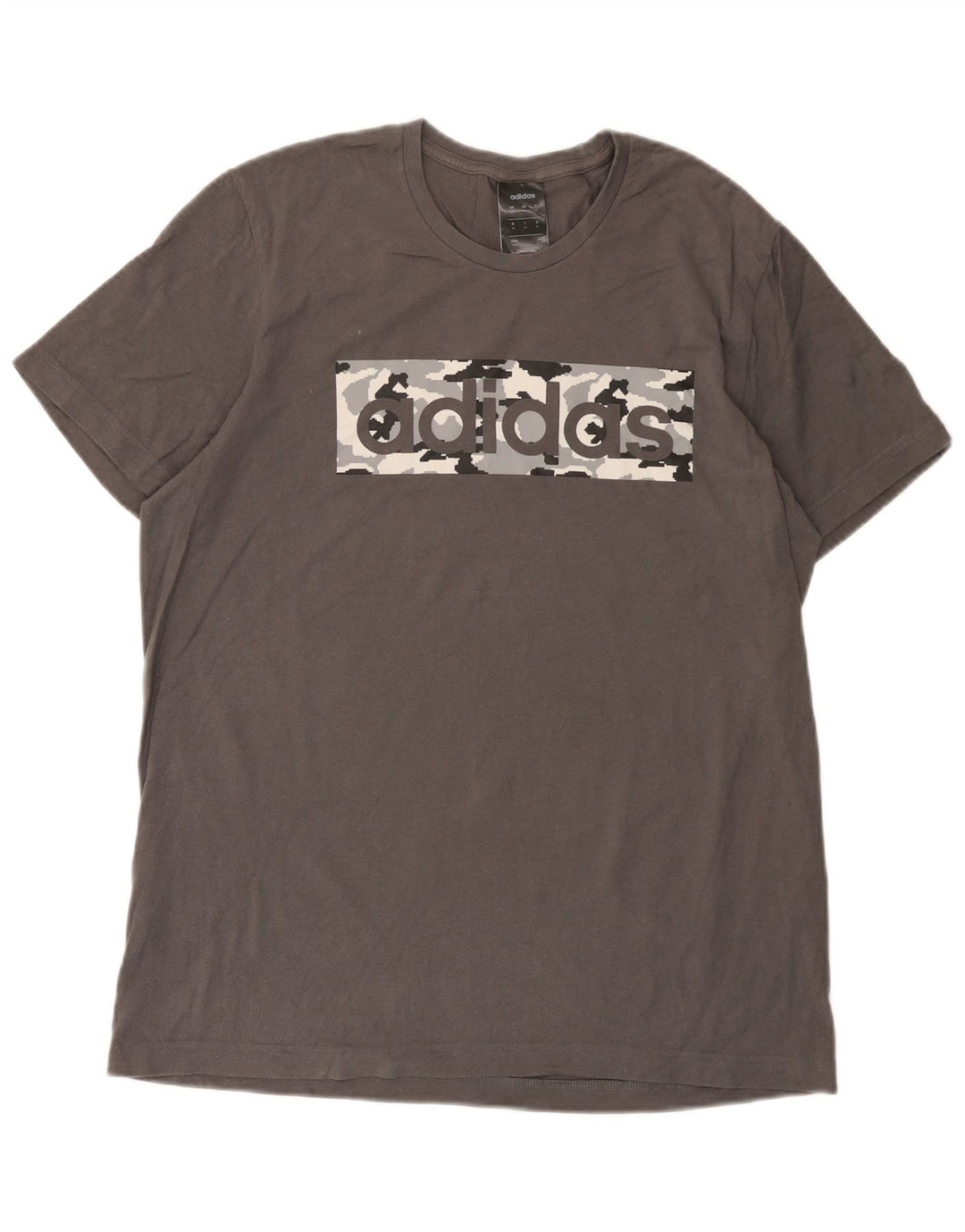 T-shirt grafica da uomo Adidas Top in cotone grigio medio