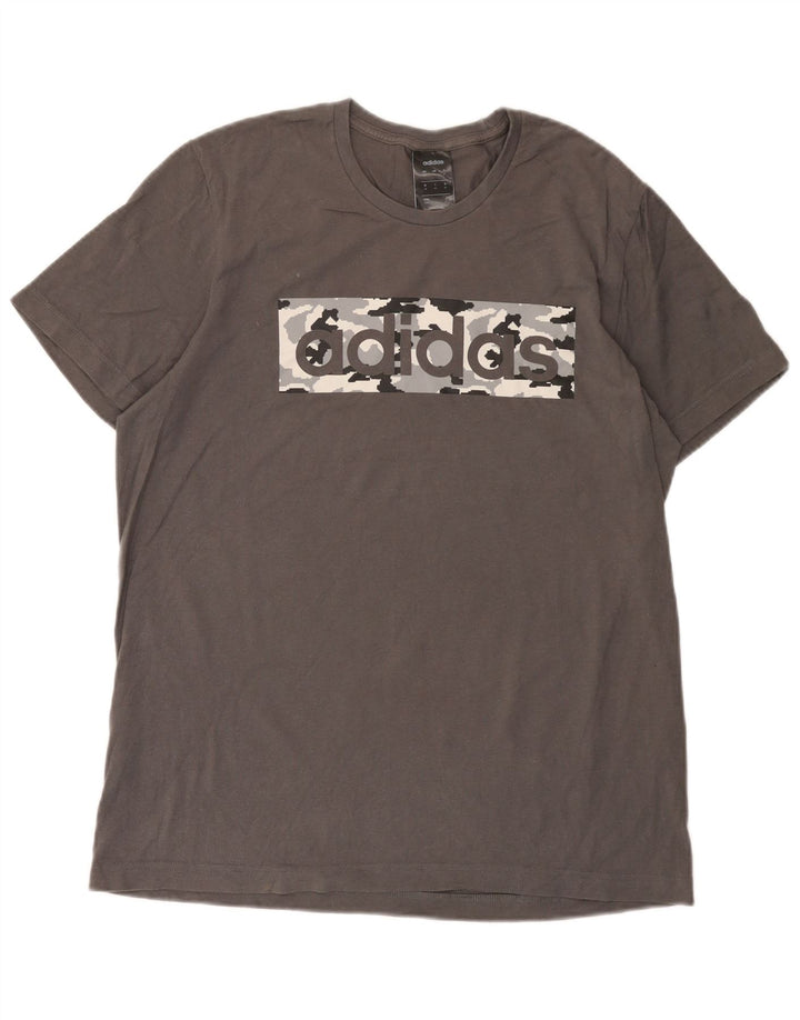 T-shirt grafica da uomo Adidas Top in cotone grigio medio