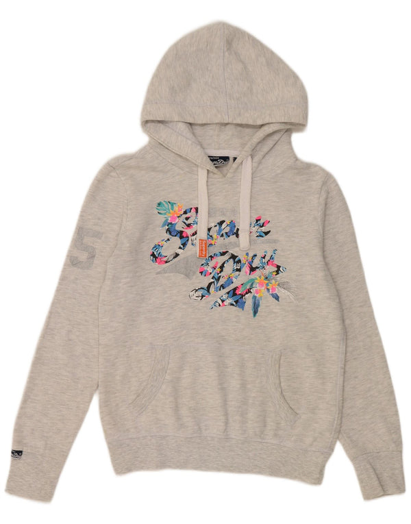 Felpa con cappuccio oversize con grafica da donna Superdry UK 10 Small Cotone grigio