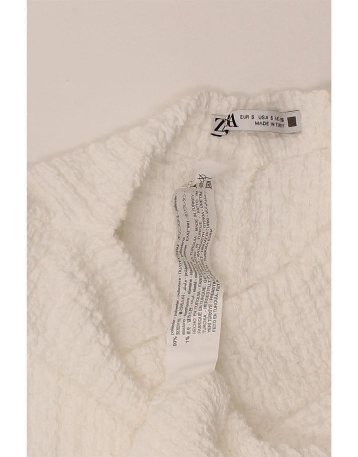ZARA Womens Blouse Top UK 10 Small White Polyester Vintage Zara and Second-Hand Zara from Messina Hembry 