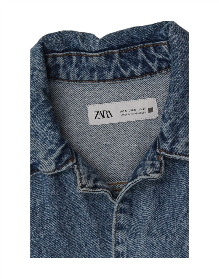 Tuta in denim da donna Zara UK 10 piccola in cotone blu