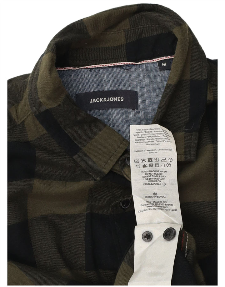 Jack & Jones Camicia da uomo in flanella di cotone a quadri kaki medio