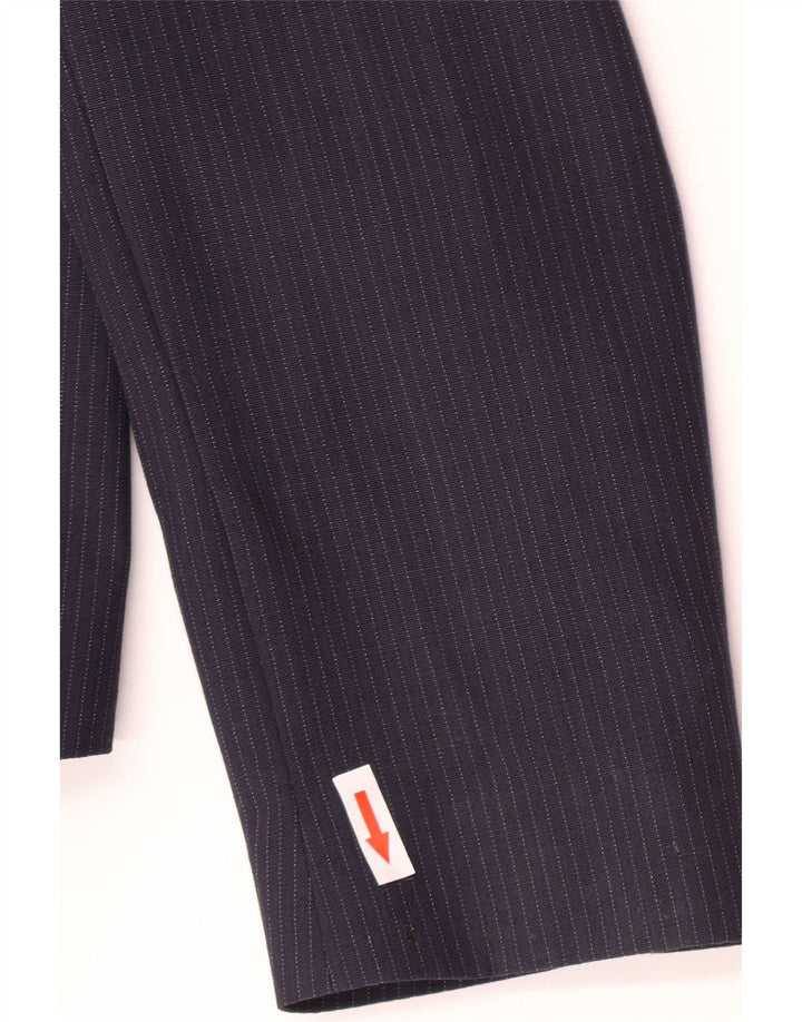 Giacca blazer vintage da donna a 1 bottone IT 46 grande gessato blu navy