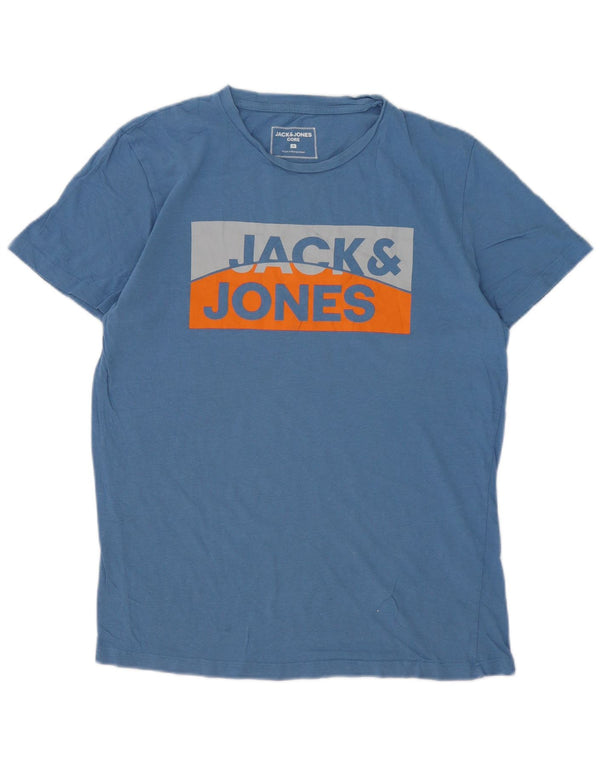 T-shirt grafica da uomo Jack & Jones Top in cotone blu medio