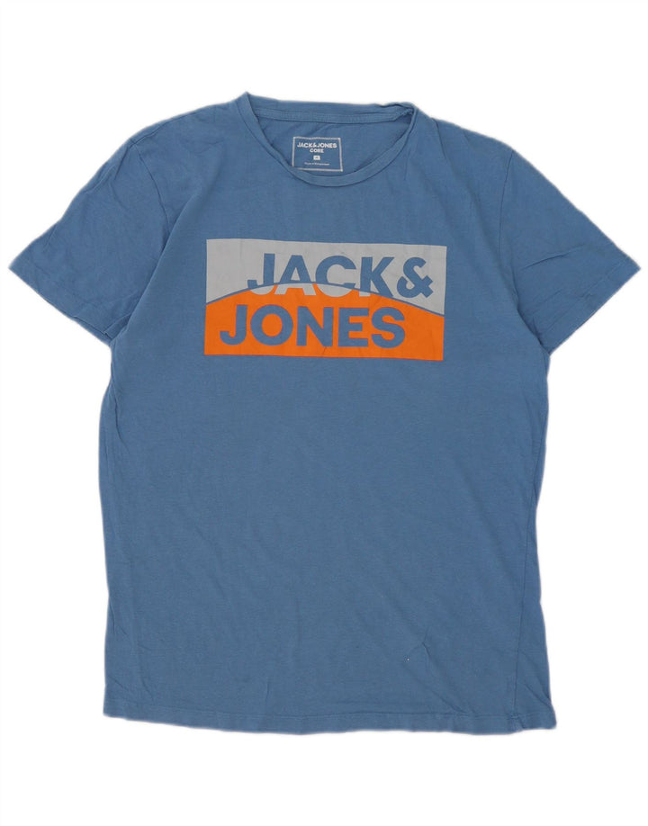 T-shirt grafica da uomo Jack & Jones Top in cotone blu medio