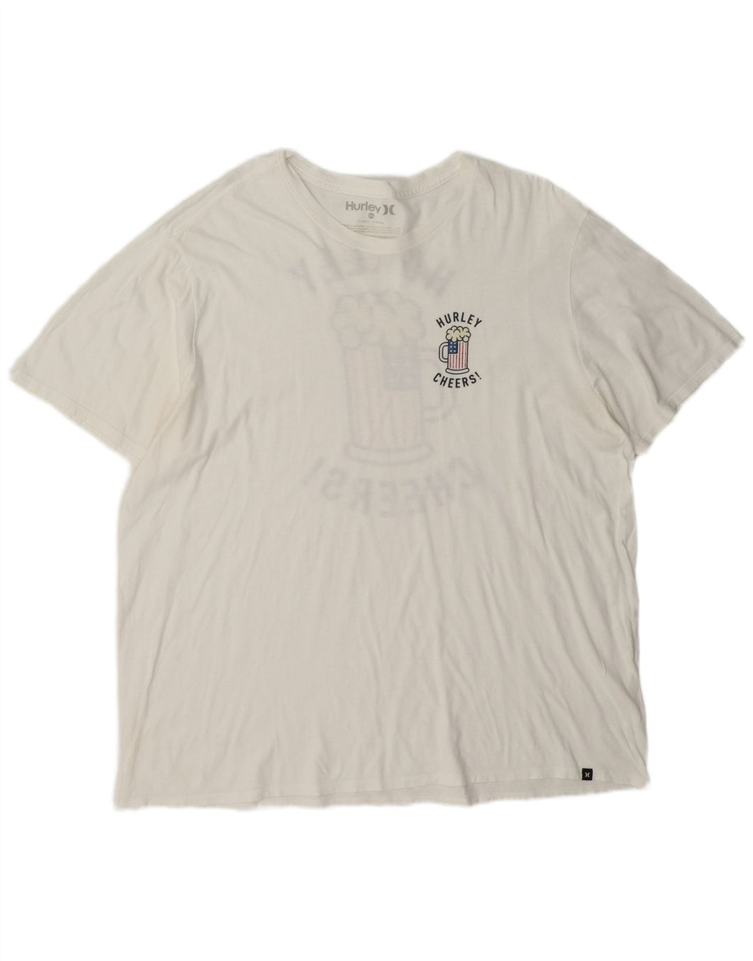 T-shirt grafica da uomo Hurley Top 2XL in cotone bianco