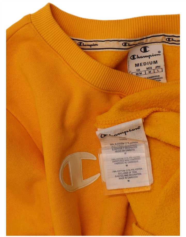 CHAMPION Womens Graphic Sweatshirt Jumper UK 14 Medium Yellow Cotton